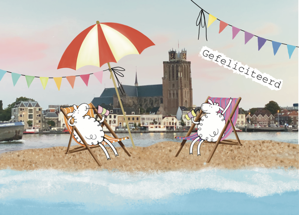 132 Schapen kaart Dordrecht Gefeliciteerd