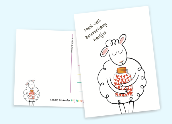 Schapen kaart Heel veel beterschaap hartjes