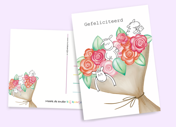 Schapen kaart Gefeliciteerd schapen in bloemenbos