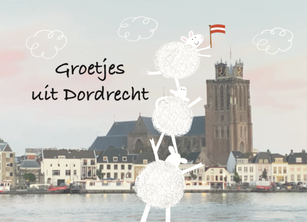 Schapen kaart Schapen met Dordtse vlag