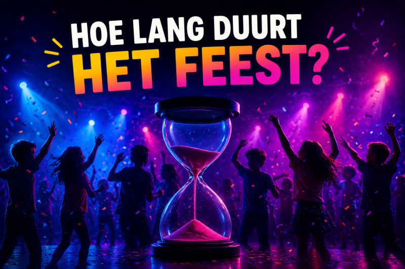 Zandloper tijdens een groep 8-feest als symbool voor de ideale duur van een schoolfeest