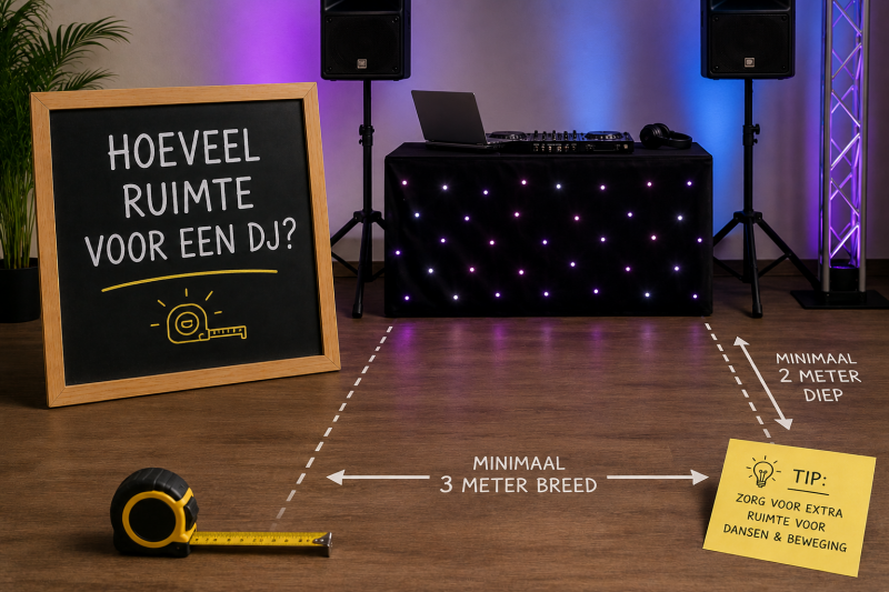 Hoeveel ruimte heeft een DJ nodig op een groep 8-feest?