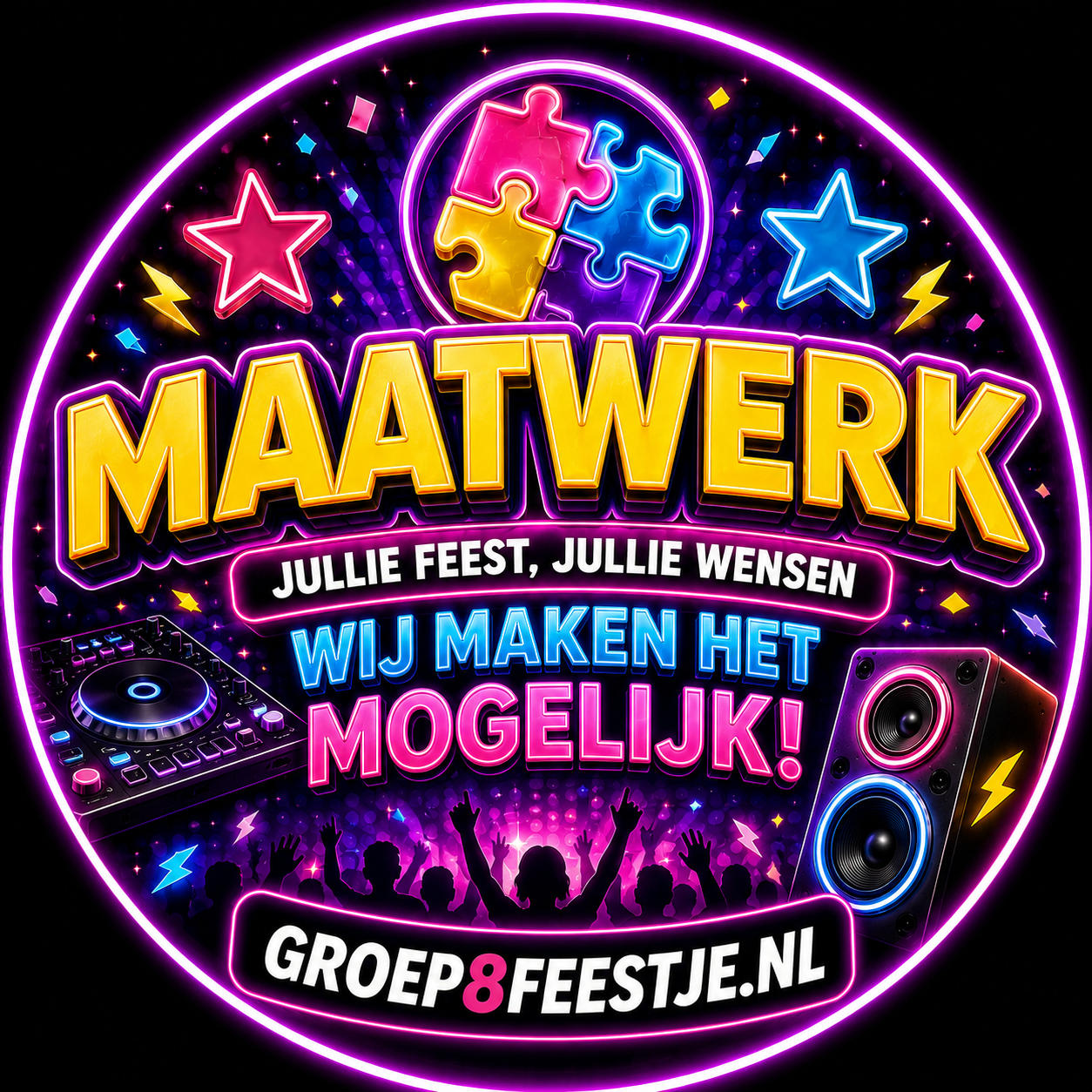 Maatwerk groep 8-feest met professionele DJ, entertainment en volledig gepersonaliseerd feestconcept