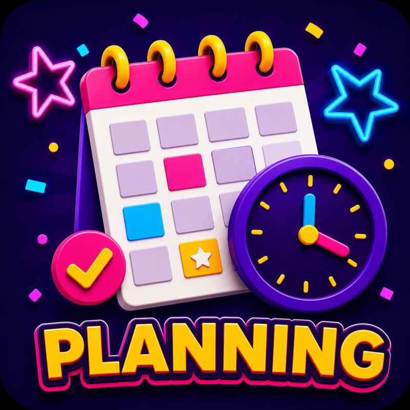 Icoon planning van een groep 8-feest