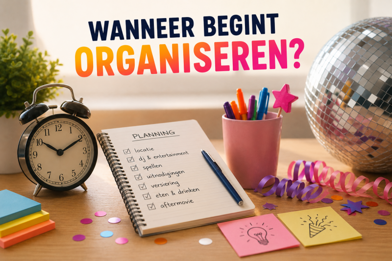 Planning en voorbereiding voor het organiseren van een groep 8-feest met checklist en feestbenodigdheden