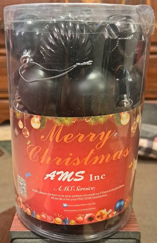AMS INC. Black Mini Christmas Ornaments 30-40 pieces(New)