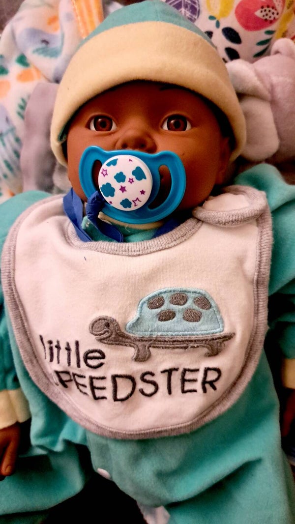 18.0" Cititoy baby 1999 African American Baby Boy includes 14" Queen Bee Squishmallow