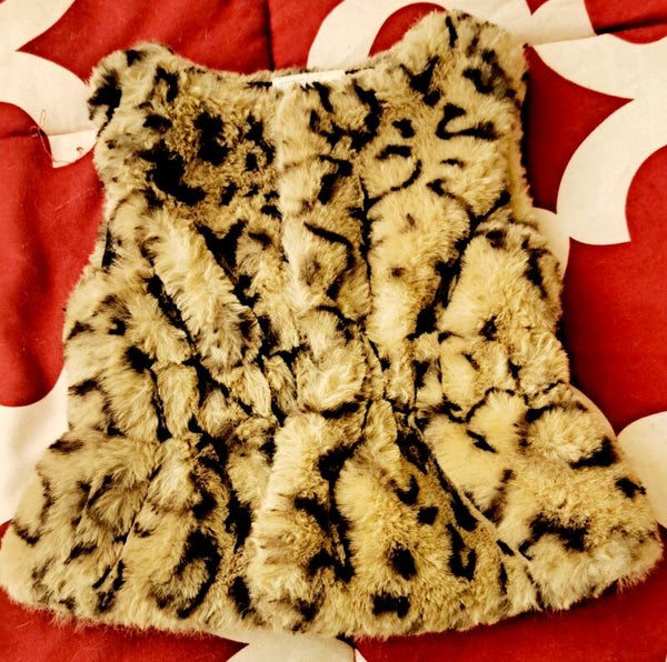 First Impressions 3-6 Months faux fur animal print vest. Great condition!