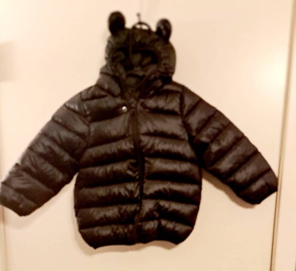 Black 0-24 Months Black Bubble Coat with hood and ears