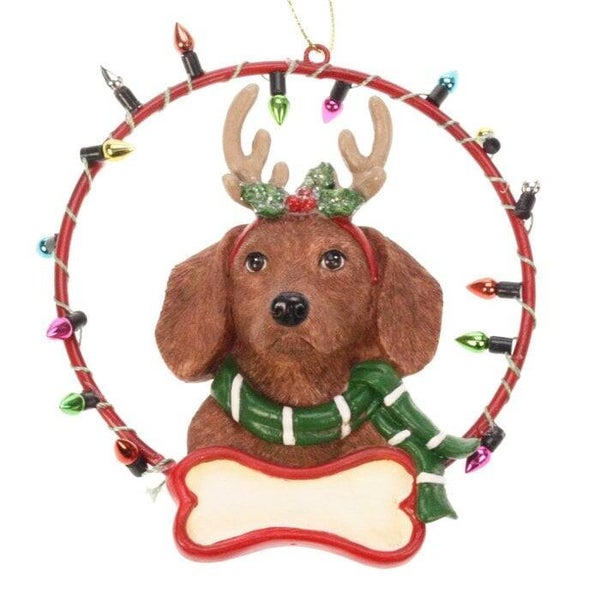 Meander - Kerstornament  Teckel met lichtkrans