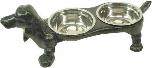 Teckel Voederbak met RVS Bakjes