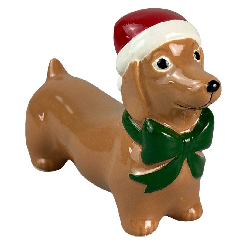 Clayre & Eef - Kleine Kerst Teckel met Kerstmuts