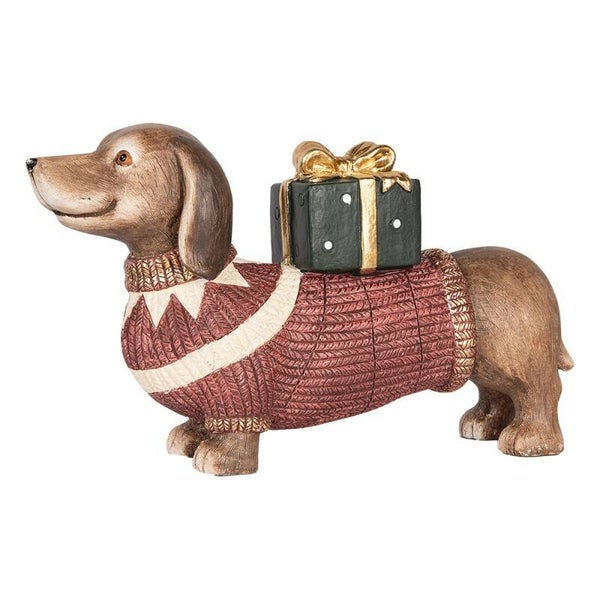 Clayre & Eef - Feestelijke Teckel met Cadeautje