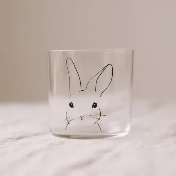Eulenschnitt - Drinkglas met Zwart Konijn – Stijlvol & Speels Design