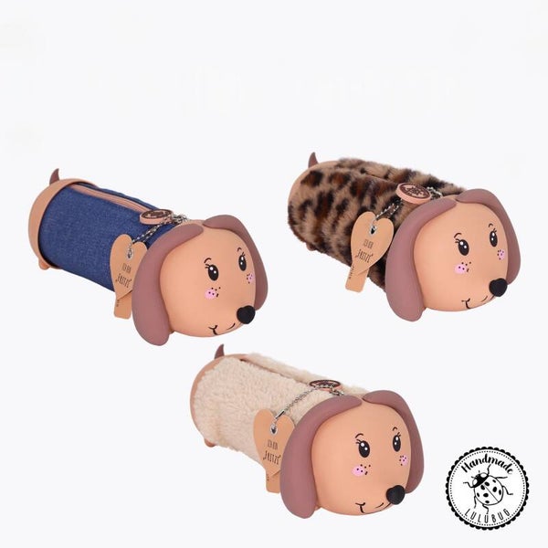 Lulubug Handmade - Fritzi de Teckel Etui  | Denim Curly Leo