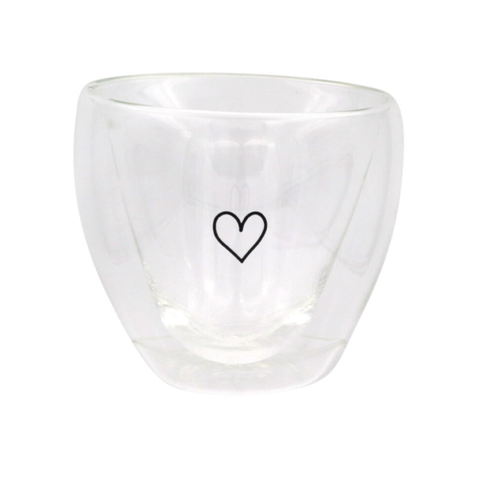 Eulenschnitt - Romantisch cappuccinoglas 200 ml – Dubbelwandig met Hartdesign