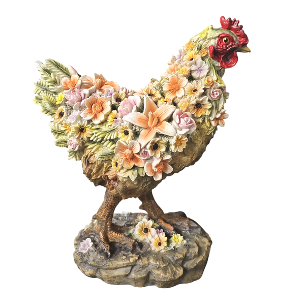 Clayre & Eef - Decoratieve Kip – Romantisch Bloemenpatroon in Landelijke Stijl