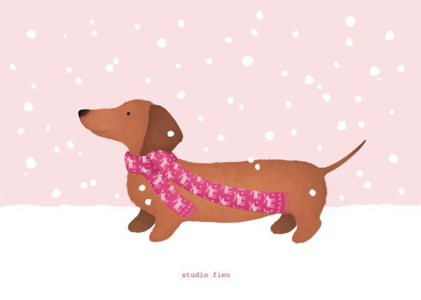 Studio Fien - Teckel In De Sneeuw