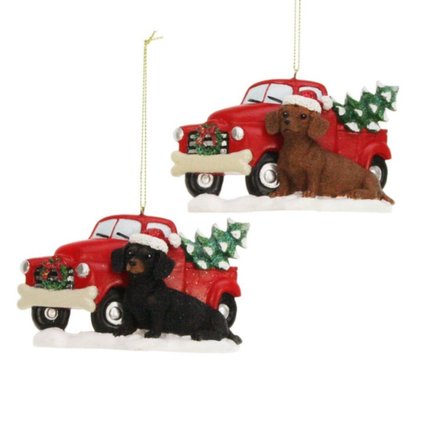 Meander - Ornament Teckel met Auto – Zwart of Bruin