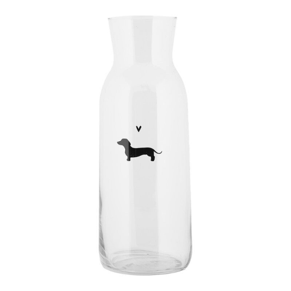 Clayre & Eef - Stijlvolle glazen karaf met teckelillustratie – 1000ml