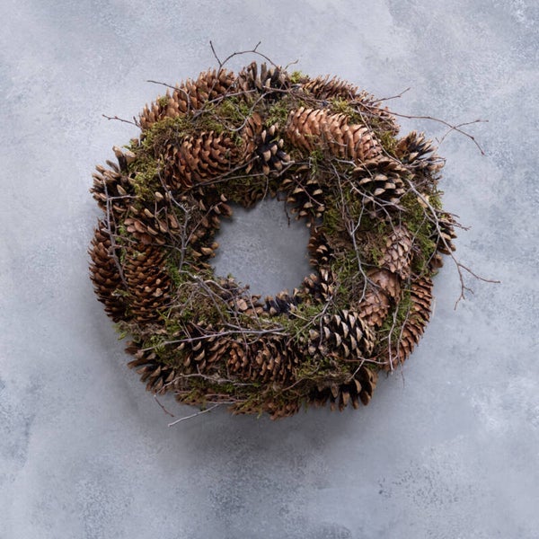 Couronne - Krans Mos, Mix Dennenappels en Takjes