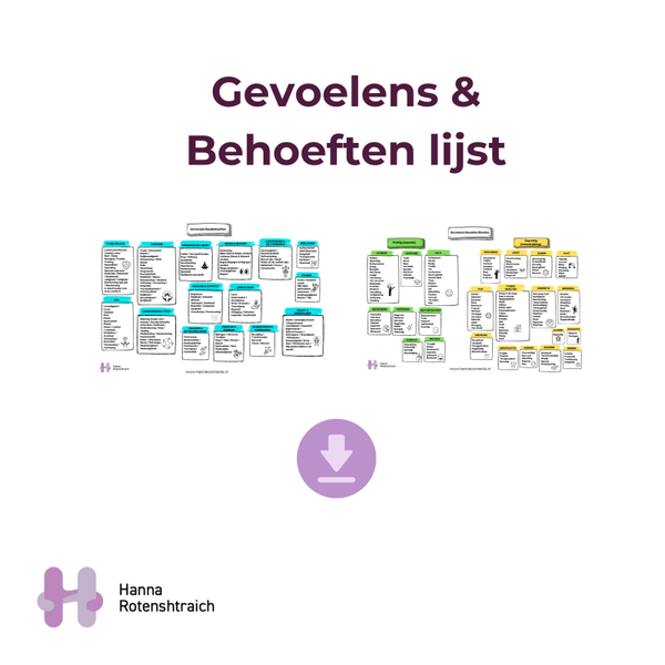 Gevoelens & behoeften lijst - Nederlands - Afgedrukt en gelamineerd