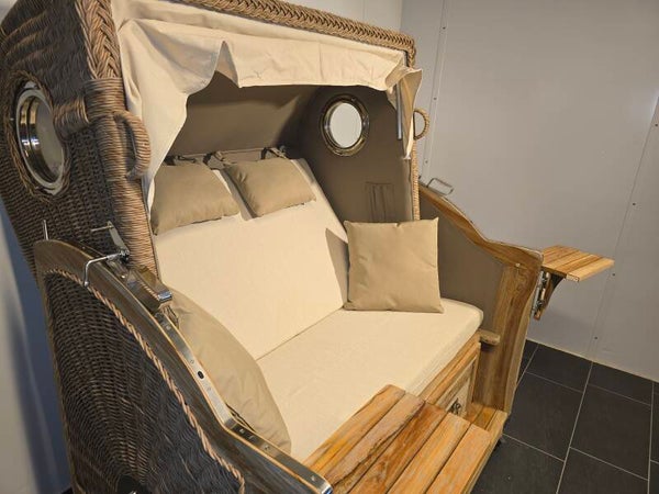 Strandkorb Pelikan XL Teak Rustic, Twisted Cat, Dessin 140