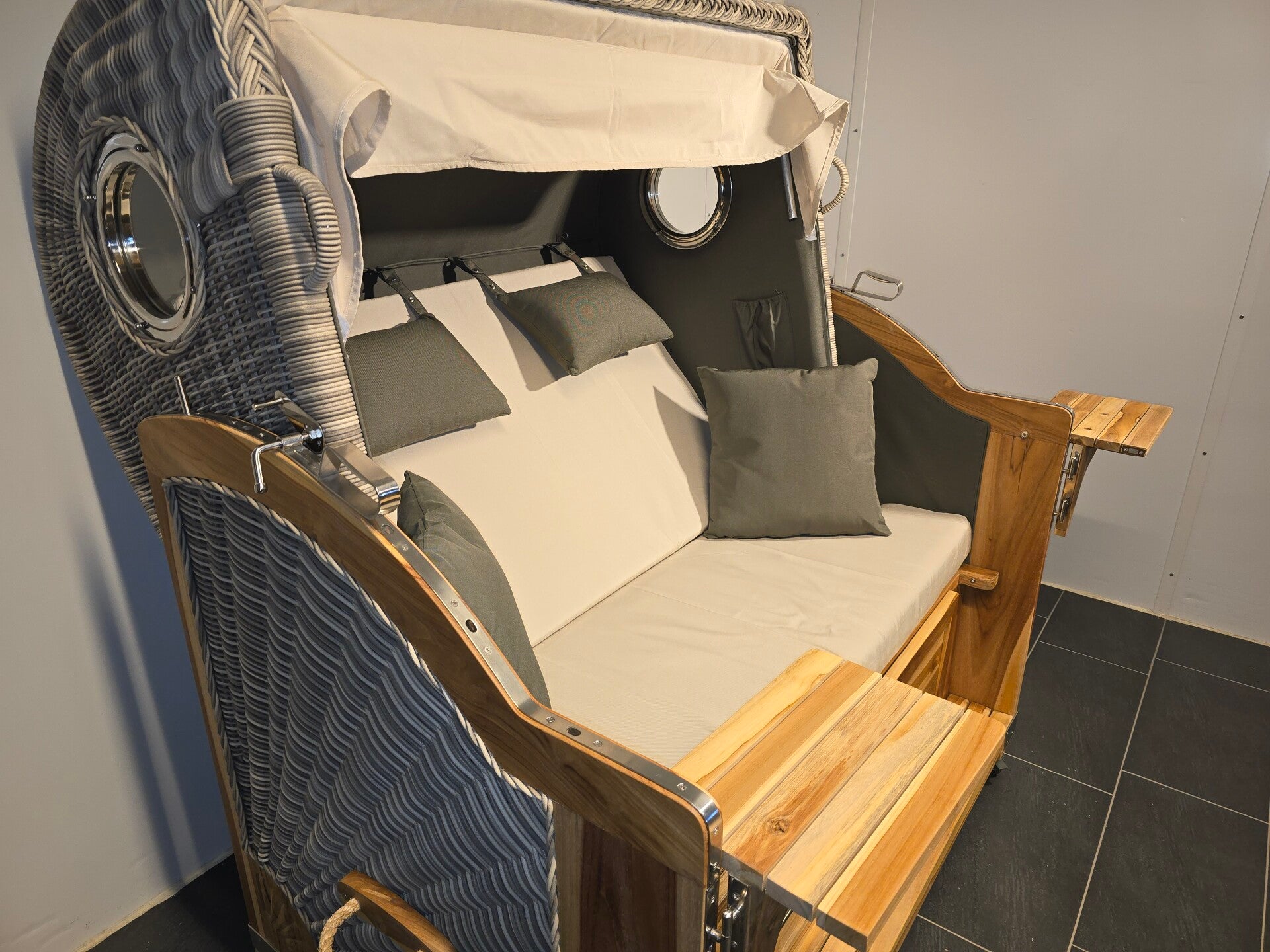 Strandkorb Pelikan XL Teakholz, White-Sonic, Dessin 144