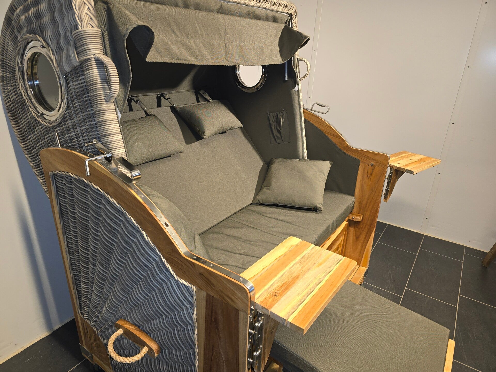 Strandkorb Pelikan XL Teakholz, White-Sonic, Dessin 167