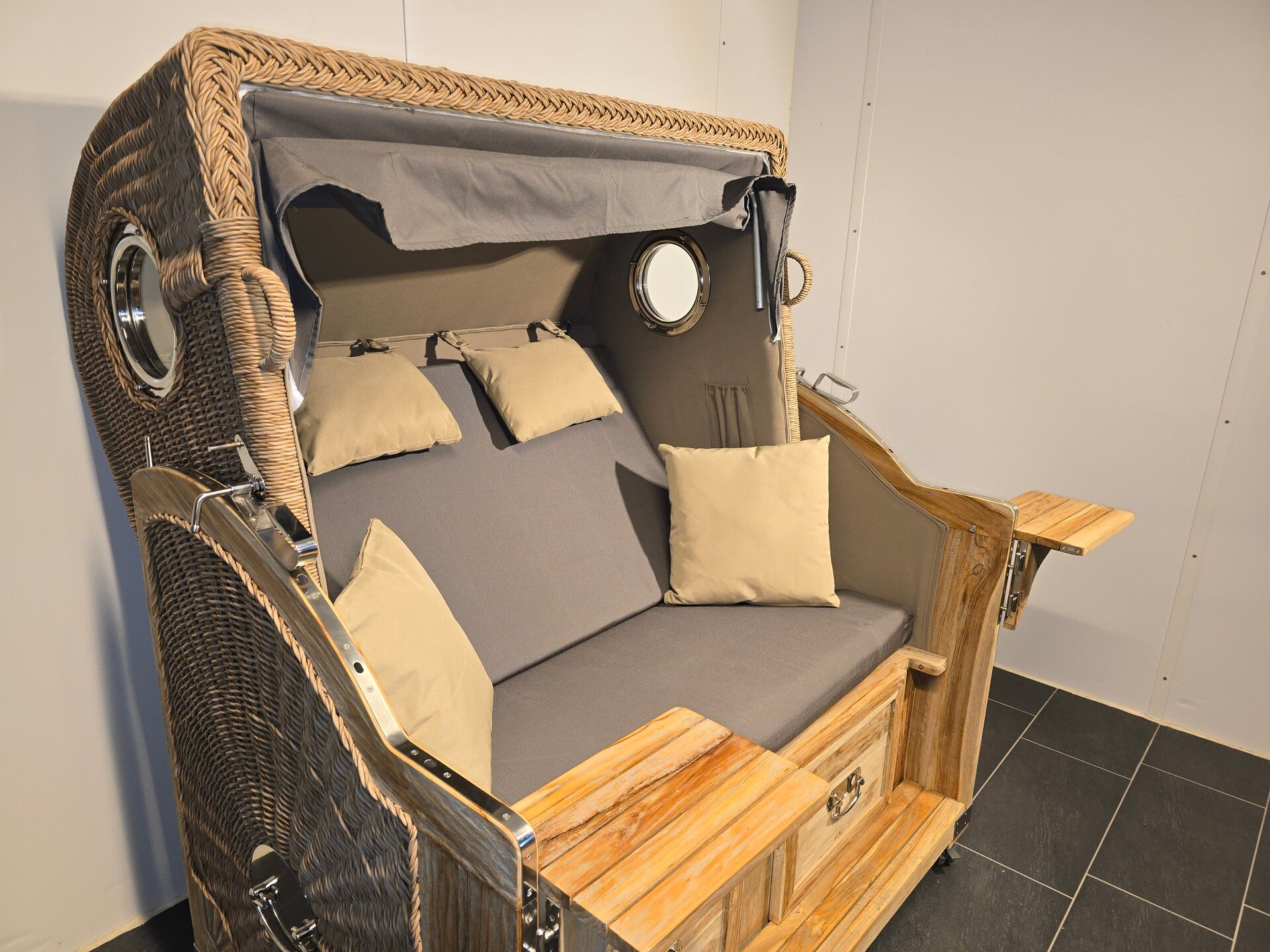 Strandkorb Pelikan XL Teak Rustic, Twisted Cat, Dessin 167