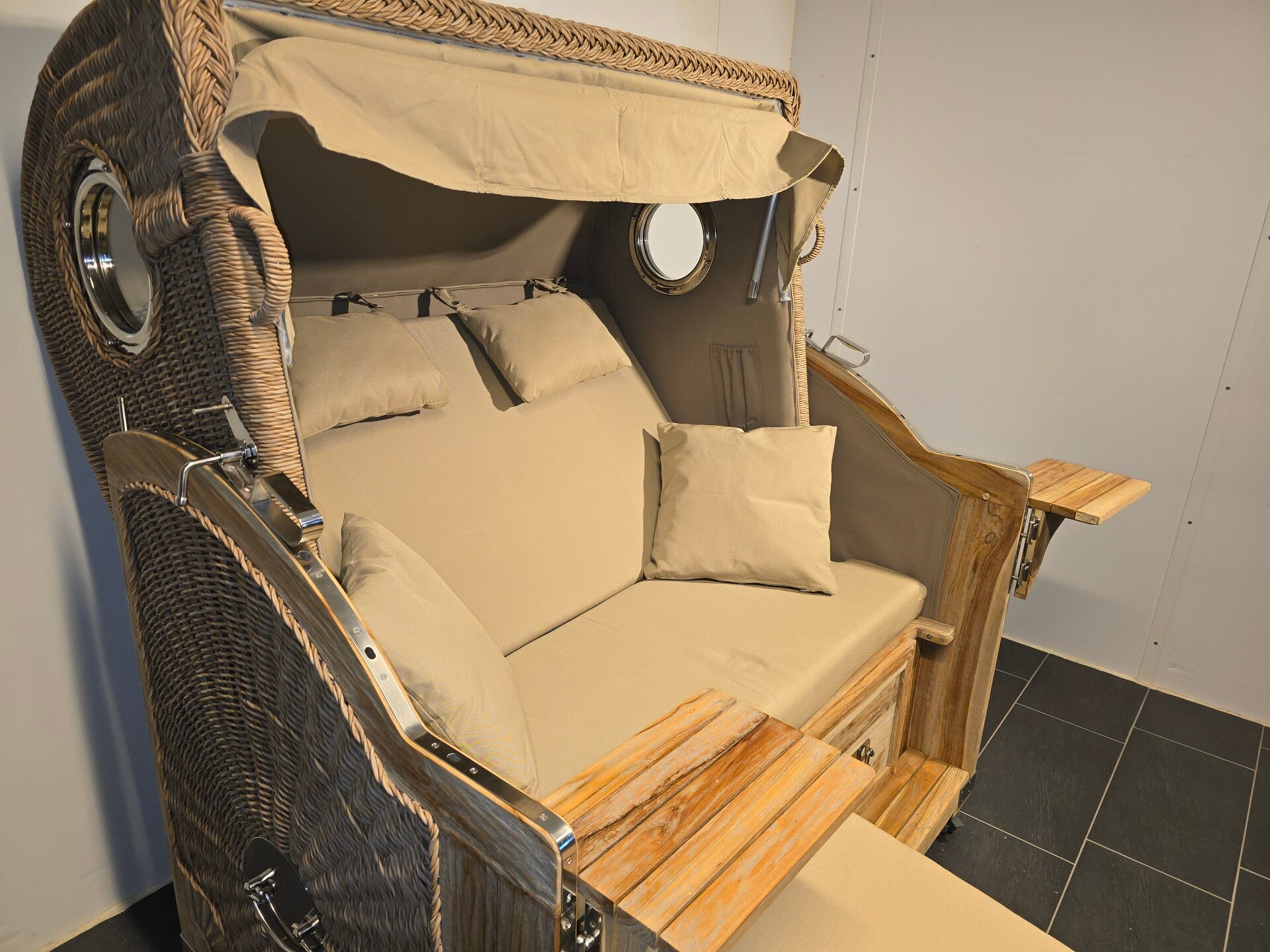 Strandkorb Pelikan XL Teak Rustic, Twisted Cat, Dessin 180