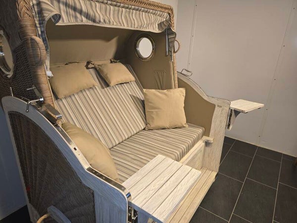 Strandkorb Pelikan XL Mahagoni White Wash, Dessin T-BR