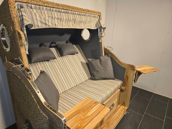 Strandkorb Pelikan XL Teak Rustic, Twisted Leaf, Dessin T-BR