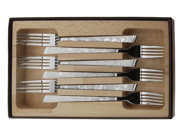 Coffret 6 Fourchettes Décor Natura