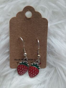 Oorbel Aardbei rood\groen\zilver