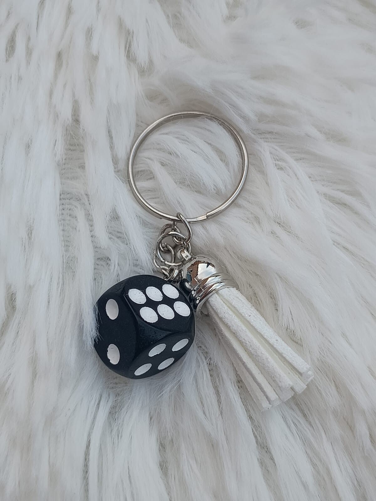 Sleutelhanger Dobbelsteen zwart\wit