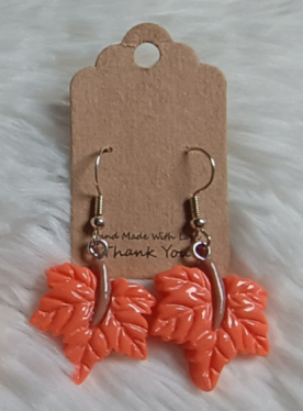 Oorbel Herfstblaadje oranje bruin