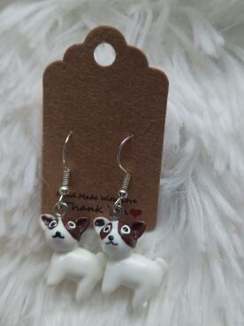 Oorbel Hond bruin\wit