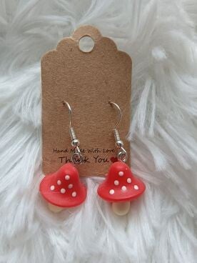 Oorbel paddenstoel rood\wit