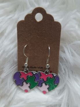 Oorbel Puzzelhart meerkleurig