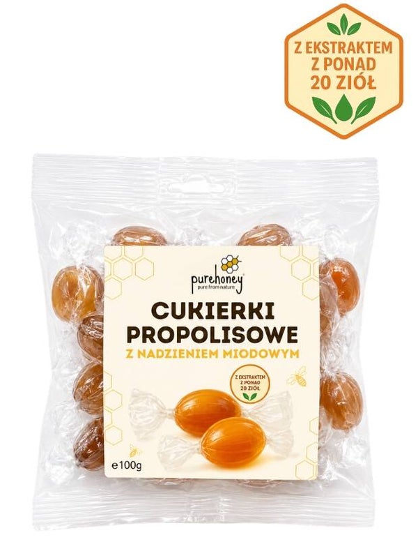 Cukierki propolisowe z nadzieniem miodowym (100g) ⭐⭐⭐⭐⭐