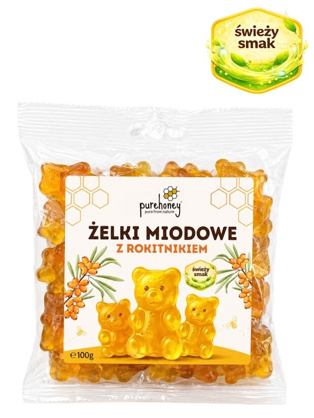 Żelki miodowe z rokitnikiem (100g)⭐⭐⭐⭐⭐