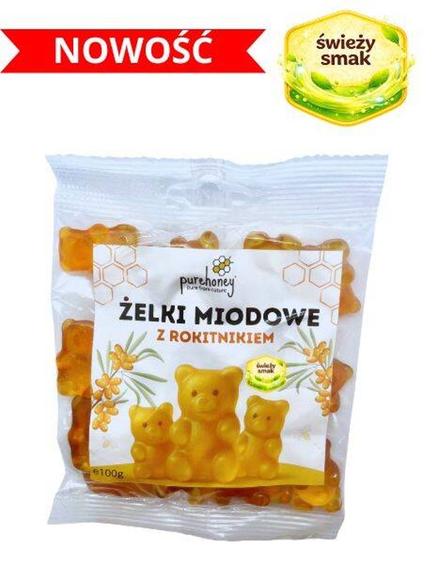 Żelki miodowe z rokitnikiem (100g)⭐⭐⭐⭐⭐