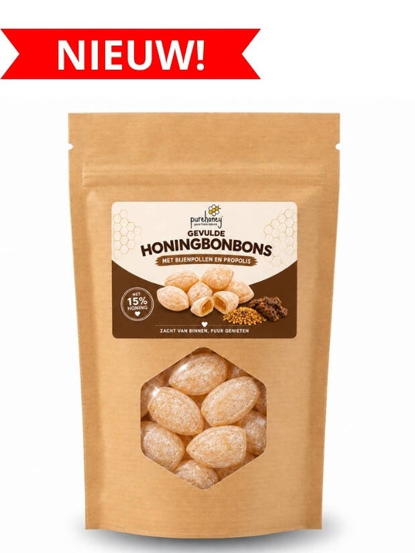 Gevulde honingbonbons met bijenpollen en propolis