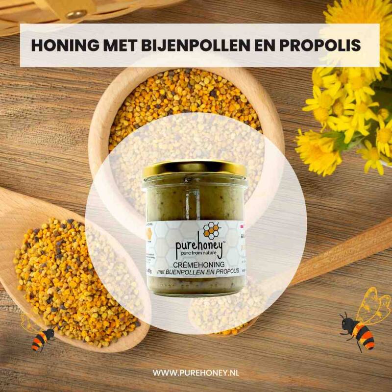 Honing met bijenpollen en propolis