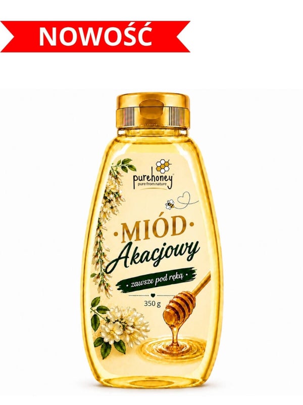Miód akacjowy w butelce (350g) ⭐⭐⭐⭐⭐
