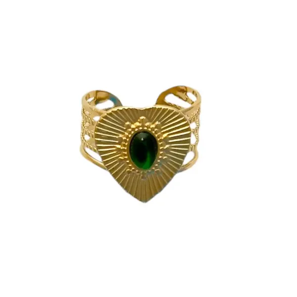 Ring Heart Green R-10