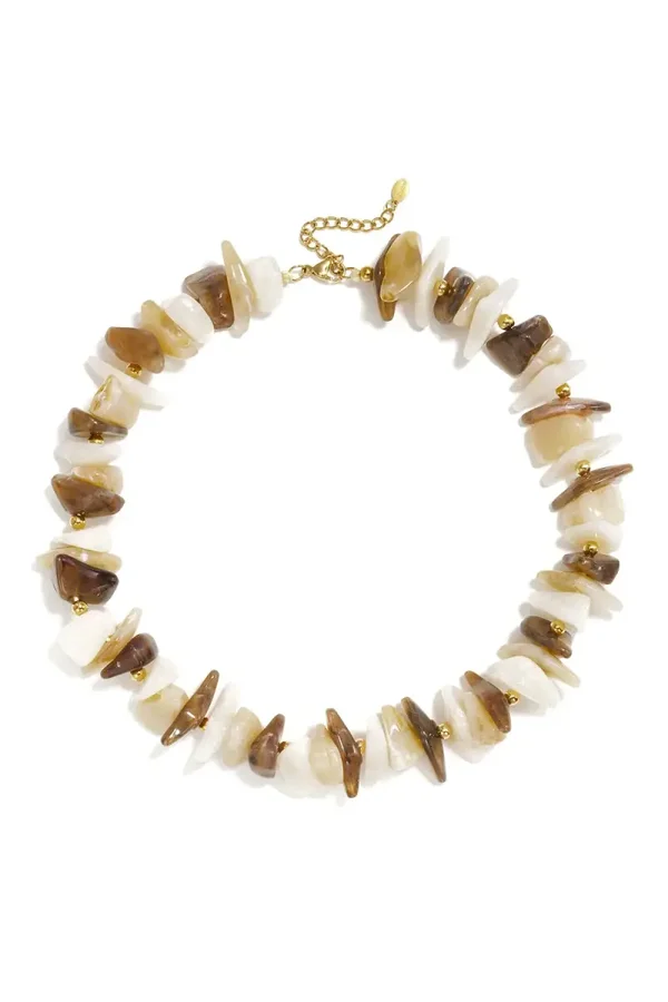 Beaded Different Shapes Beige Brown K-108