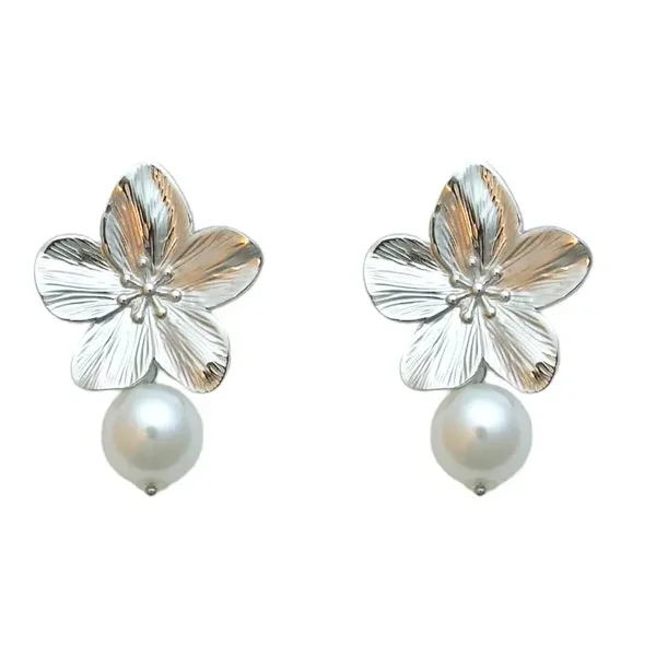 Flower Pearl Silver O-34