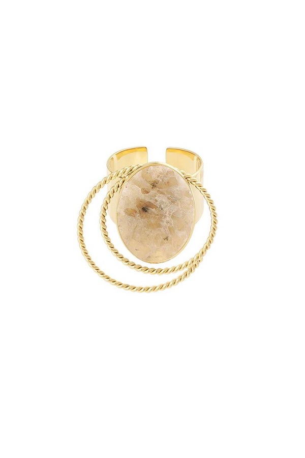 Ring Statement Beige Gold R-49
